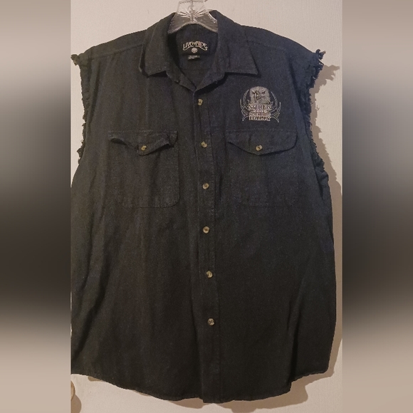 Sturgis Biker‎ Shirt Mens XL Button Up  Black Hills Rally 2009  Cut Off Sleeve - Picture 3 of 9